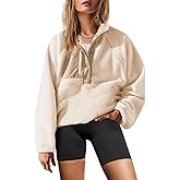 Yanekop Womens Fuzzy Fleece Pullover Sherpa Sweatshirt Long Sleeve Button Down Sweater Winter Fleece Jacket with Pockets