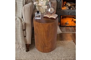 Athaliah Wooden Tree Stump End Table, 15.75" Paulownia Wood Hand Carved Rustic Wood Side Table, Wood Stump for Plant Stand Decor Nightstands Stool Indoor Outdoor