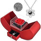 QETRABONE Preserved Red Real Rose Necklace 'I Love You' in 100 Languages - Eternal Flowers Rose, Birthday Gifts for Women Her Mom Wife Girlfriend Grandma on Mothers Valentines Christmas Anniversary