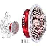 Carburetor 50mm Air Filter Clean Velocity Stack CNC Aluminium Alloy with SUS304 Mesh For PWK 21-30mm PE28-30mm Carb(Red,50mm-H20)