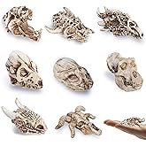 Bbiamsleep 8 Pcs 2.3 Inch Animal Skulls Figurine Resin Mini Skulls Dinosaur Alien Animal Skulls Decor Ornament Mini Skull Heads for DIY Projects Halloween Christmas Decoration