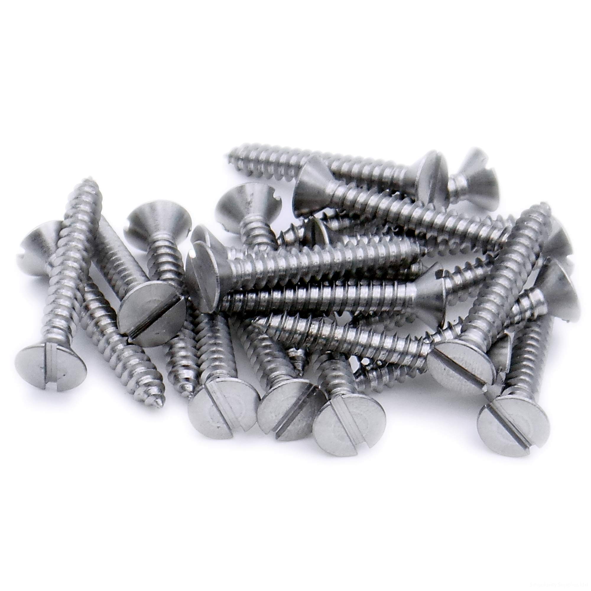 No.8 x 1.75 (4.2mm x 45mm) Slot Countersunk Self-Tapping Screw - Stainless Steel (A2) (Pack of 20)