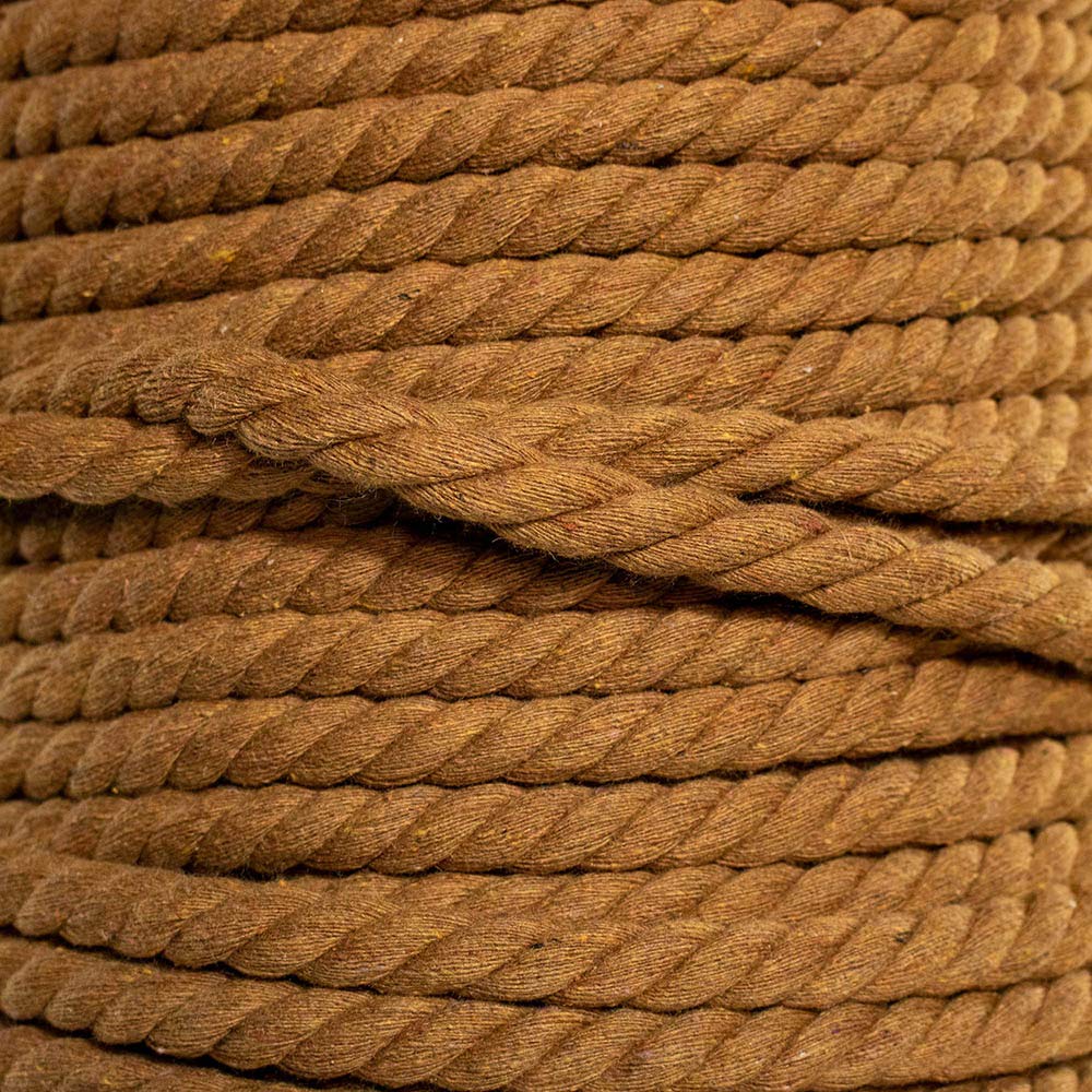 Natural Twisted Cotton Rope - Soft But Strong - Assorted Colors - 1/2 Inch Diameter (Camel, 25 Feet)