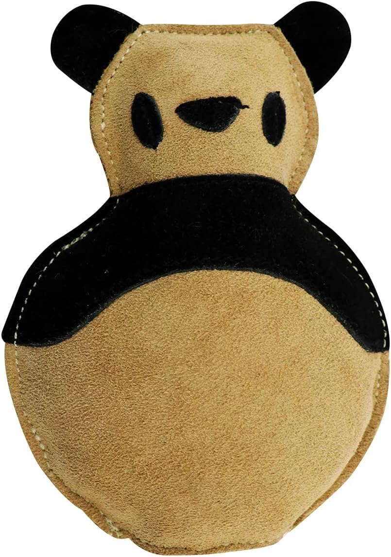 PAWPOURRI Premium Panda Design Natural Suede Leather Chew Toy for Adult Dogs, Puppies, Cats | Tough, Durable and Fun | Chewing Interactive Pet Toy (Panda)