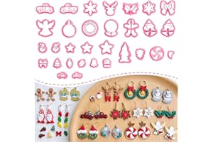 Keoker Christmas Clay Cutters, 31 PCS Christmas Polymer Clay Cutters for Earrings Making, 31 Shapes Mini Christmas Clay Earrings Cutters (All 2)