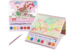 Cavnewt Watercolor Coloring Books for Kids Ages 4-8, Mess Free Watercolor Painting Book, Paint with Water Books for Toddlers, Travel Activities Arts Party Favors Birthday Gifts for Kids Girls & Boys