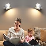 Mexllex 2PCS LED Wall Light Indoor 360° Rotatable USB Rechargeable Lamp view 5