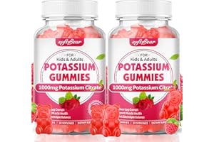 softbear Potassium Citrate 1000mg Gummies – High Absorption Potassium Gummies for Muscle Support & Electrolyte Balance – Potassium Supplement for Women & Adults, Vegan, Raspberry Flavor (120 Count)