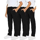 Real Essentials 3 Pack: Boys' Tech Fleece Open Bottom Sweatpants with Pockets (Size 6-24)