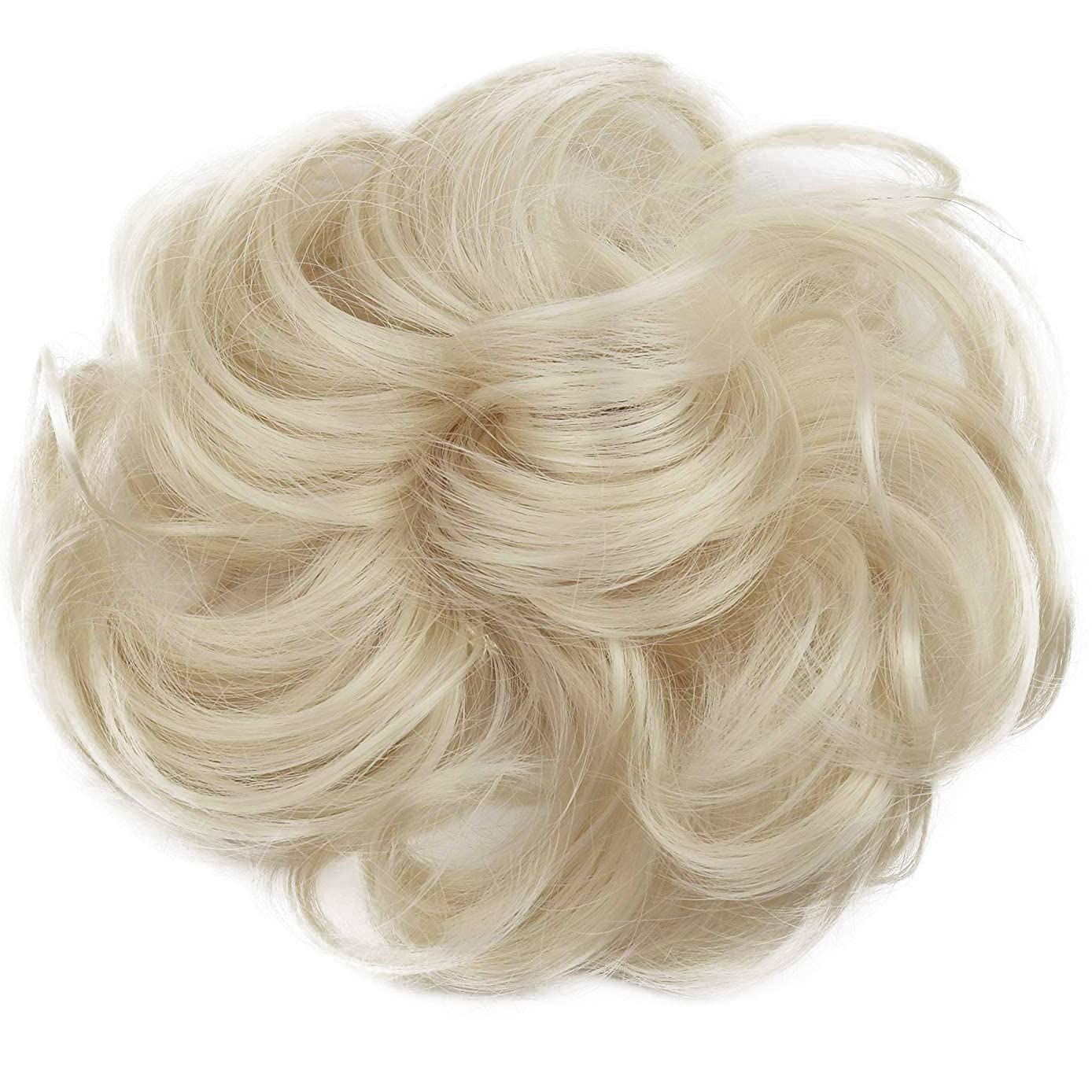 CAISHA Messy Scrunchie Bun Voluminous Wavy Hairpiece Heat-resistant Synthetic Fibres Platinum Blonde G16A