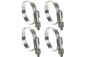 WYSIWYKA 4 Pack Heavy Duty Worm Hose Clamp, Adjustable Range 1 1/4"-2 1/8" (32-54mm) 304 Stainless Steel Worm Gear Drive Hose Clamps for Water Pipe, Plumbing, Automotive and Mechanical Application