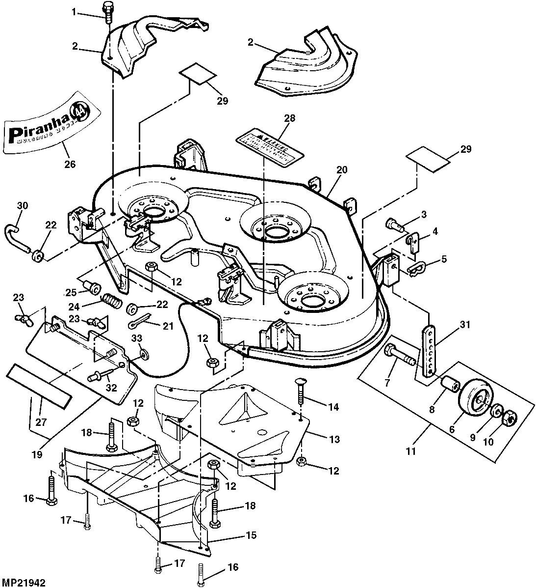 John Deere Oem 44 Replacement Mulching Mower Deck Shell