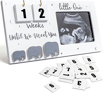 Johiux Baby First Scan Photo Frame Countdown Weeks Ultrasound Frame