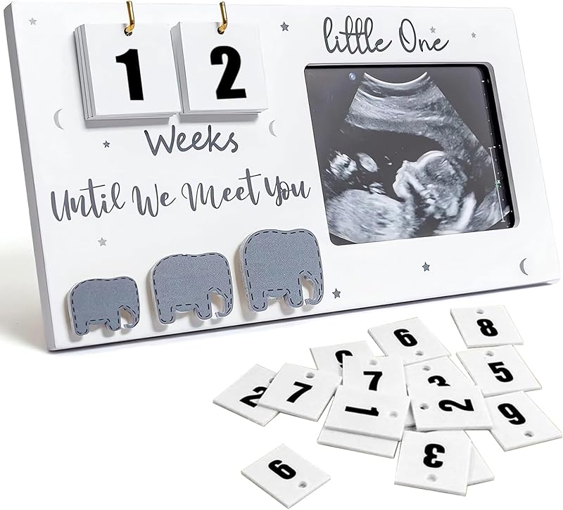 Johiux Baby First Scan Photo Frame Countdown Weeks Ultrasound Frame