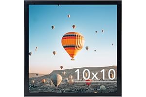 JCJMY 10x10 Picture Frame Black for Wall Hanging, Wall Mounting Horizontally or Vertically, 10 x 10 Square Wall Gallery Poster Photo Frame with Durable Shatter Resistant Plexiglass, Black
