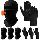 Floraltop 4 Sets Winter Balaclava Face Ski Mask Gloves Set with Movable Design Thermal Winter Breathable Full Face Touchscreen Waterproof Gloves for Men Women Cold Weather Skiing Outdoor
