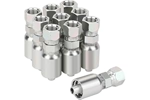 ANCIMOON 3/8’’ Hose x 3/8’’ JIC 37 Degree Female Swivel Hydraulic Hose Crimp Fittings, 10PCS Set for Single Wire Hydraulic Hose