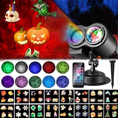 Proiettore Luci Natale Amazon.Halloween Proiettore Luci Natale Led Ltpag 2 In 1 Led Illuminazione Natalizia Esterno Lampada Onda D Acqua Ip65 Impermeabile Con Animazione Effetto Immagini Di 16 Modelli Diapositive Luci Decorative Amazon It Illuminazione