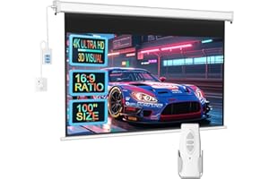 100'' Motorized Projector Screen, Fiberglass for Wrinkle & Humidity Proof, Easy Ceiling Mount Included, DIRESPHY 16:9 8K Proj