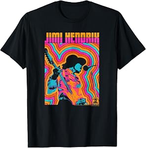 Jimi Hendrix Colorful Retro Vibe Lines T-Shirt