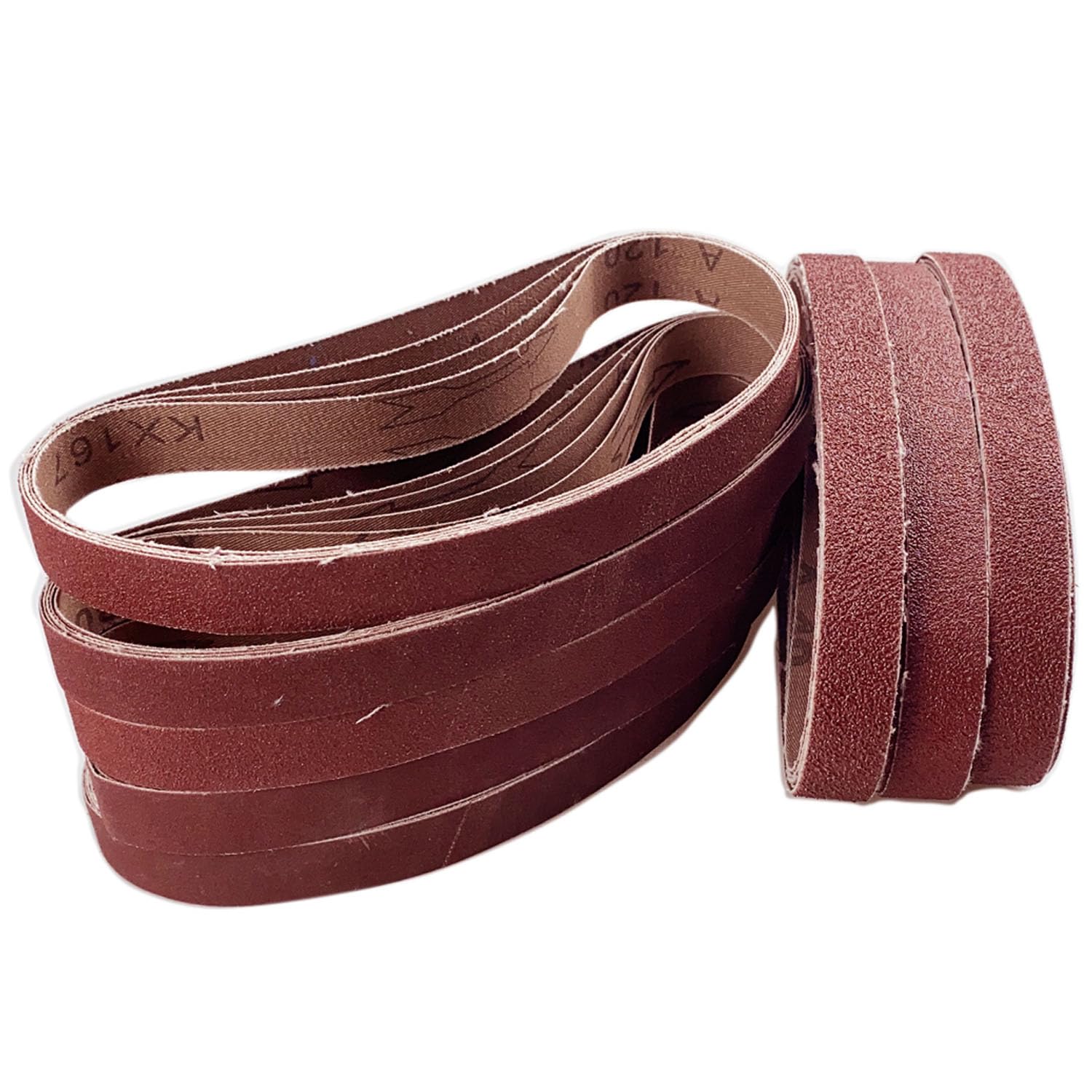 Ndjiloik Sanding Belts 20 x 520 mm, 8 Different Grits, 5 x 40/60/80/120/180/240/320/400, Sanding Belt Set, for Compressed Air Belt Sander, Polishing Metal, Wood, Finger Sander (Pack of 40)