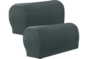 LVOERTUIG Stretch Armrest Covers Armchair Slipcovers,2pcs Waterproof Polyester Sofa Armrest Covers,Washable Armchair Slipcover Arm Cover Furniture Protector for Sofa Chair Recliner(Dark Grey)