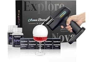 ExploNova Cocktail Smoke Bubble Machine, Smoke Gun for Drink with 5 Flavour Aroma Pods and 200ml Edible Bubbles, Food Drink D