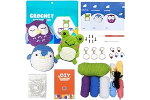 Yanpoake Crochet Kit for Beginners, 3PCS Crocheting Animal Kit for Adults and Kids, Crochet Starter Knitting Kit for Complete Beginners with Step-by-Step Instructions and Video Tutorials