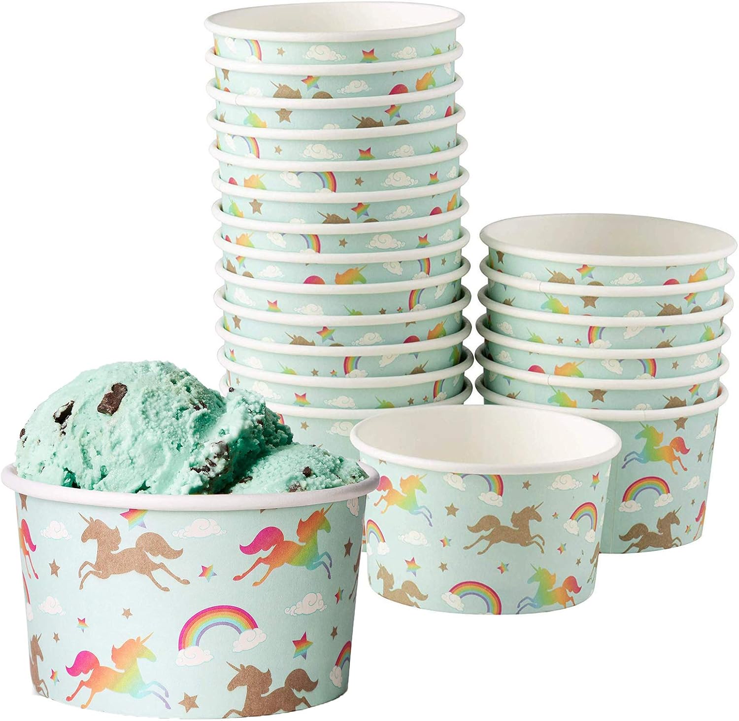 Ice Cream Sundae Cups 100Piece Disposable Paper Dessert Ice Cream