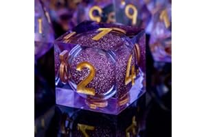 ARUOHHA DND Liquid Core Dice, 7pcs Resin Sharp Edged Dice Set for Dungeons and Dragons, Handmade RPG Dice Set, Translucent Polyhedral D&D Dice, Role Playing Dice Set D20 D12 D10 D8 D6 D4 with Gift Box