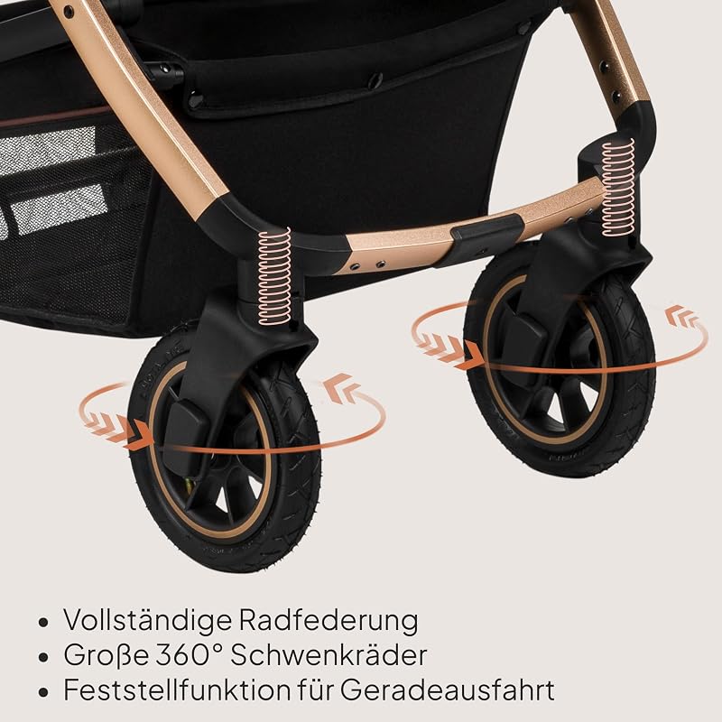 Amber Kinderwagen 2 in 1 Kombikinderwagen, Kinderwagen Set