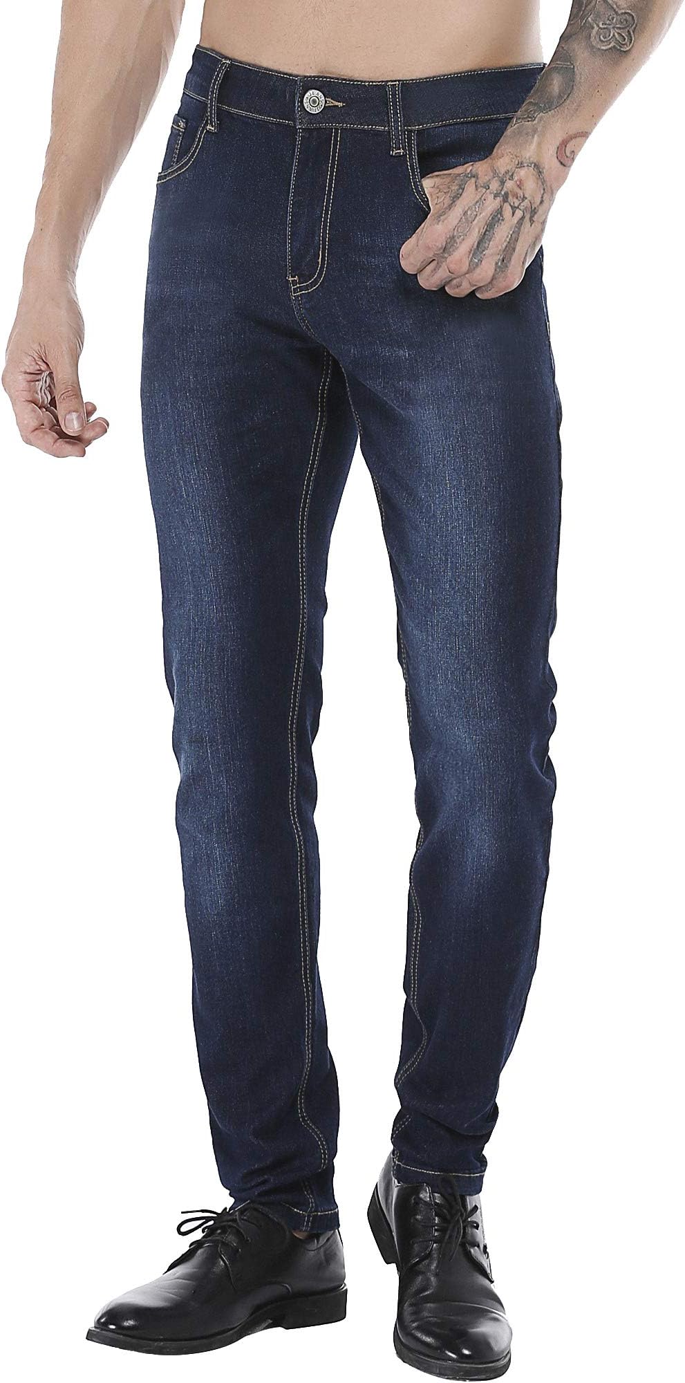 ZADDIC Skinny Fit Jeans Men's Younger-Looking Fashionable Colorful Super Comfy Stretch Slim Fit Tapered Jeans Pants.