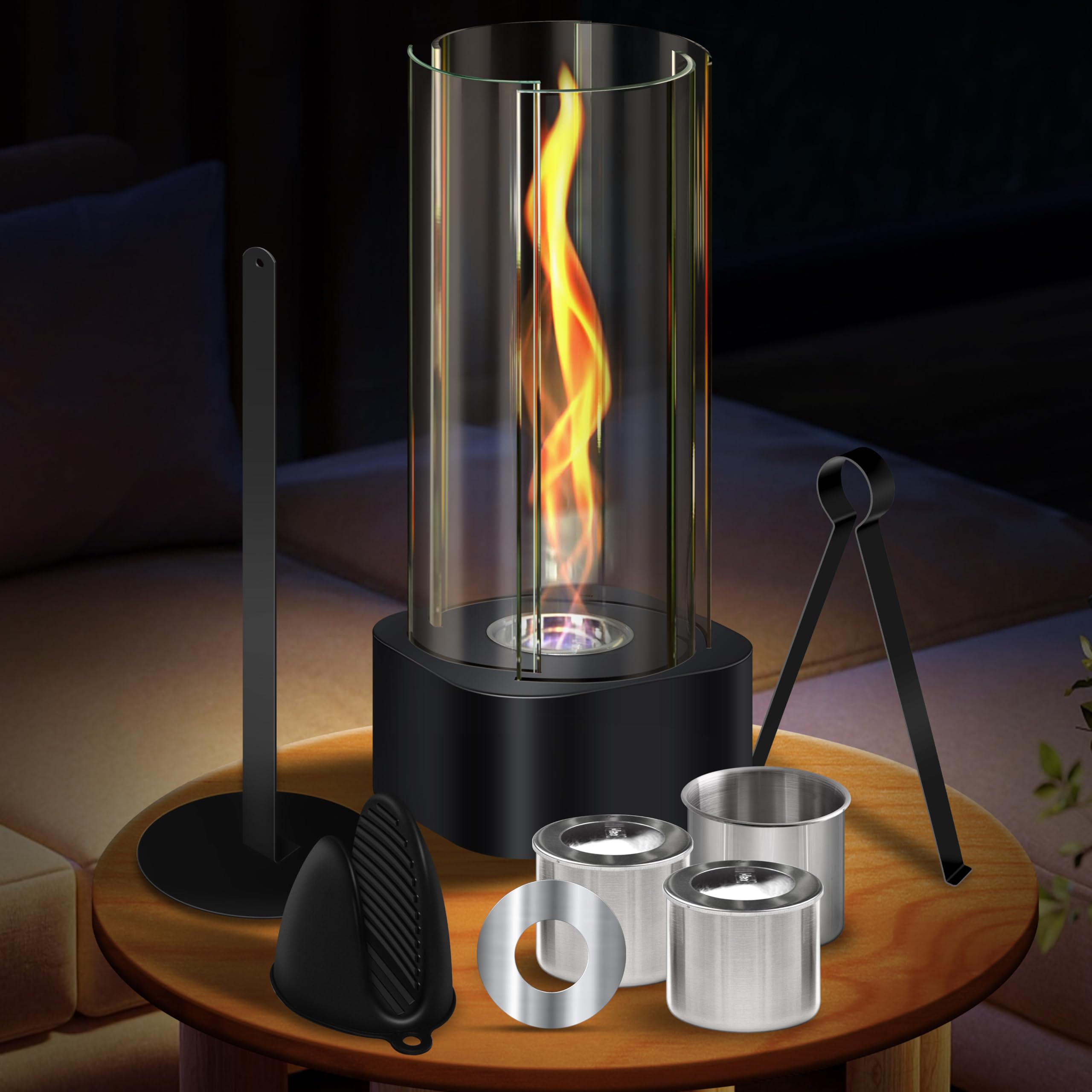 Mini Burn Table Tornado Tabletop Fire Pit, 30-90 Mins Burn, Table Fireplace Indoor ...
