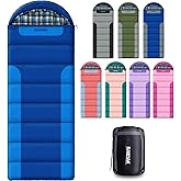 Cotton Flannel Lined Sleeping Bag for Adults Teens Kids, Cold Weather &Warm, 3 Seasons, Lightweight Compact Camping Essentials Equipment, Hiking, Outdoor, Travel