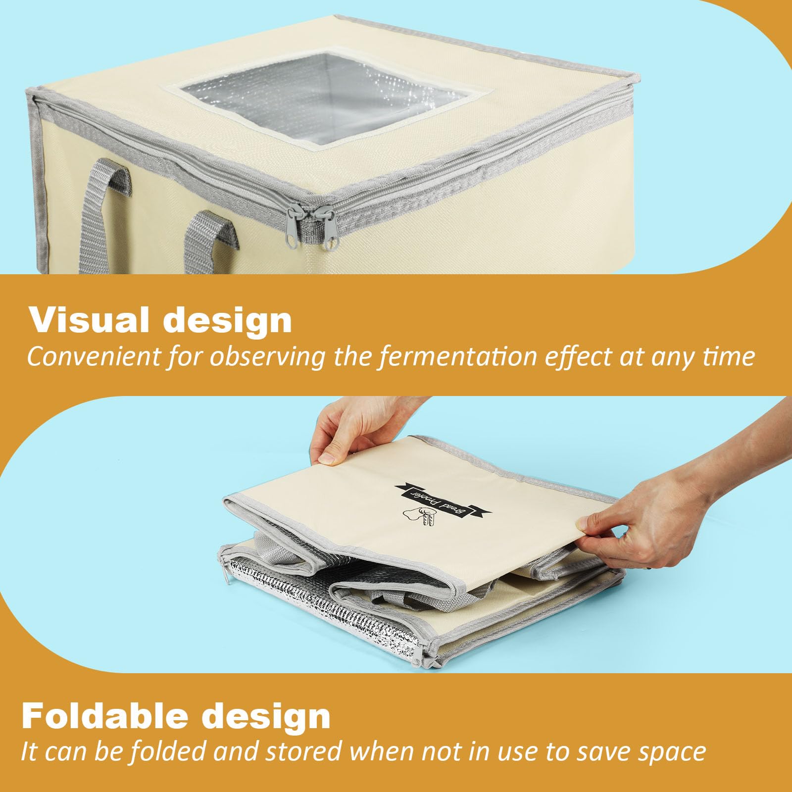 Bread Dough Proofing Box, Precision Temperature Control Bread Proofer Foldable Visible Dough Proofer Sourdough Starter Warmer Home for Pizza and Yoghurt Making