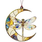 Dragonfly Gifts for Women, Dragonfly Moon Ornament for Christmas Tree Decoration, Birthday Gift for Mom, Mama Gifts Decor, Hanging Car Charm, Symbol of Love, Hope & Transformation