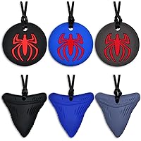 Chew Necklaces for Sensory Kids Boys, 6 Pack Chewy Necklace Sensory Toys for Kids with Autism, ADHD, SPD, Silicone Adult Chew