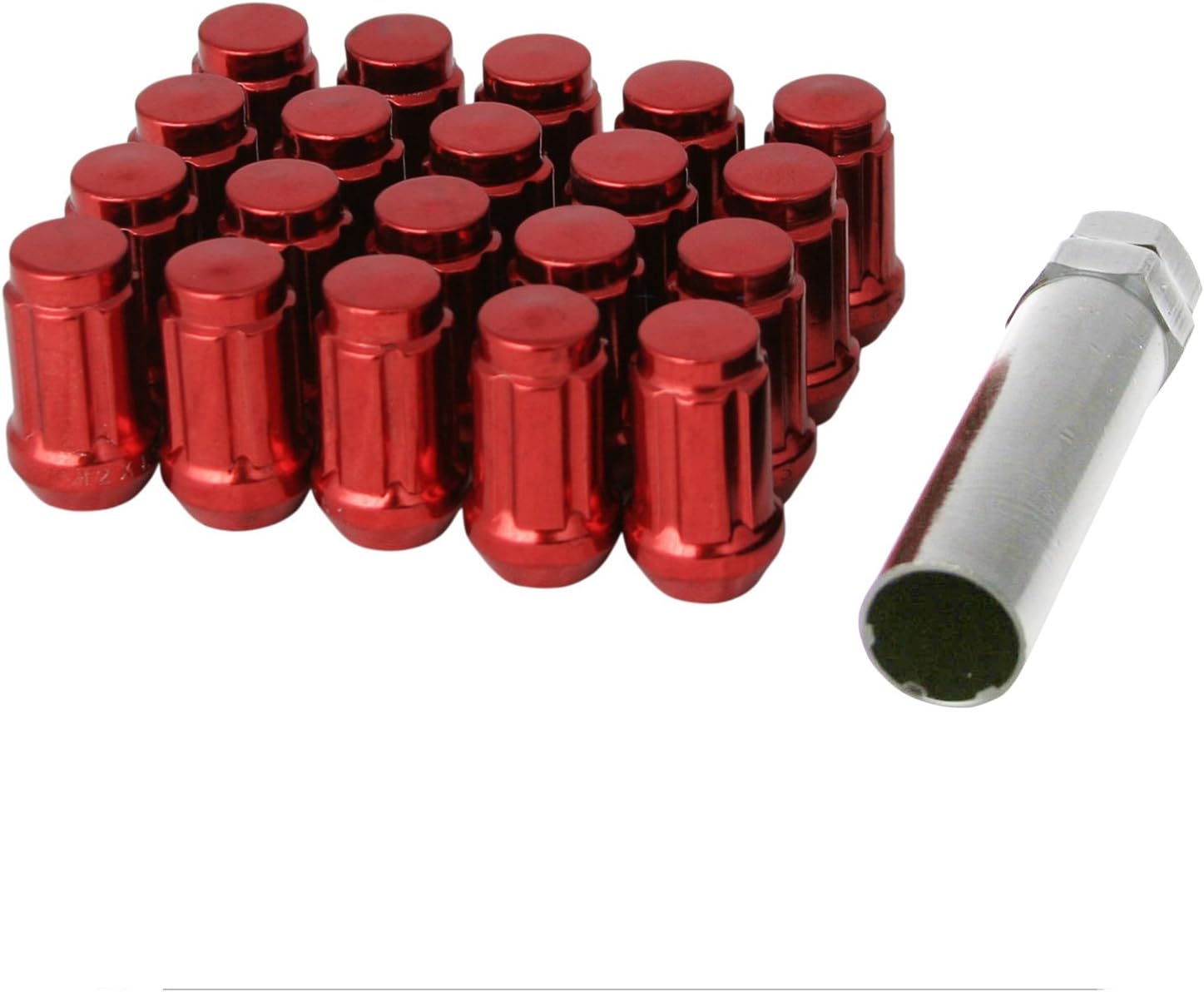 CPR Close Ended Spline Steel Wheel Lug Nuts 20Pcs With Key M12X1.25 Red