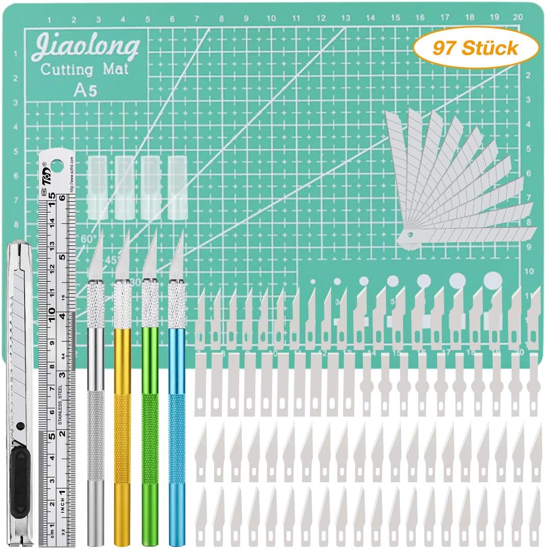 K KUMEED Skalpell Basteln Set mit 80 Ersatzklingen Schnitzmesser, Edelstahl Papiermesser, Skalpell Messer Basteln, Bastelmesser Set Carving Craft Messer Set, Skalpell Set zum Basteln