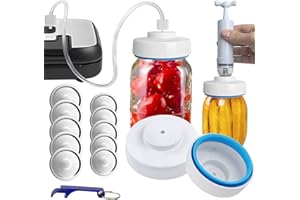 BUVLIVU Mason Jar Vacuum Sealer and Accessory Hose Compatible with FoodSaver Vacuum Sealer Portable Hand Pump for Jars Regular & Wide Mouth and Lid for Food Storage