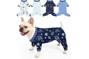 Bienbee Dog Pajamas, 4 Pack Cute Soft Dog Puppy Clothes Dogs Pjs Onesies Jammies Outfit Adjustable Breathable & Stretchy Clothes for Small Medium Large Dogs Girl Boy Puppy-L