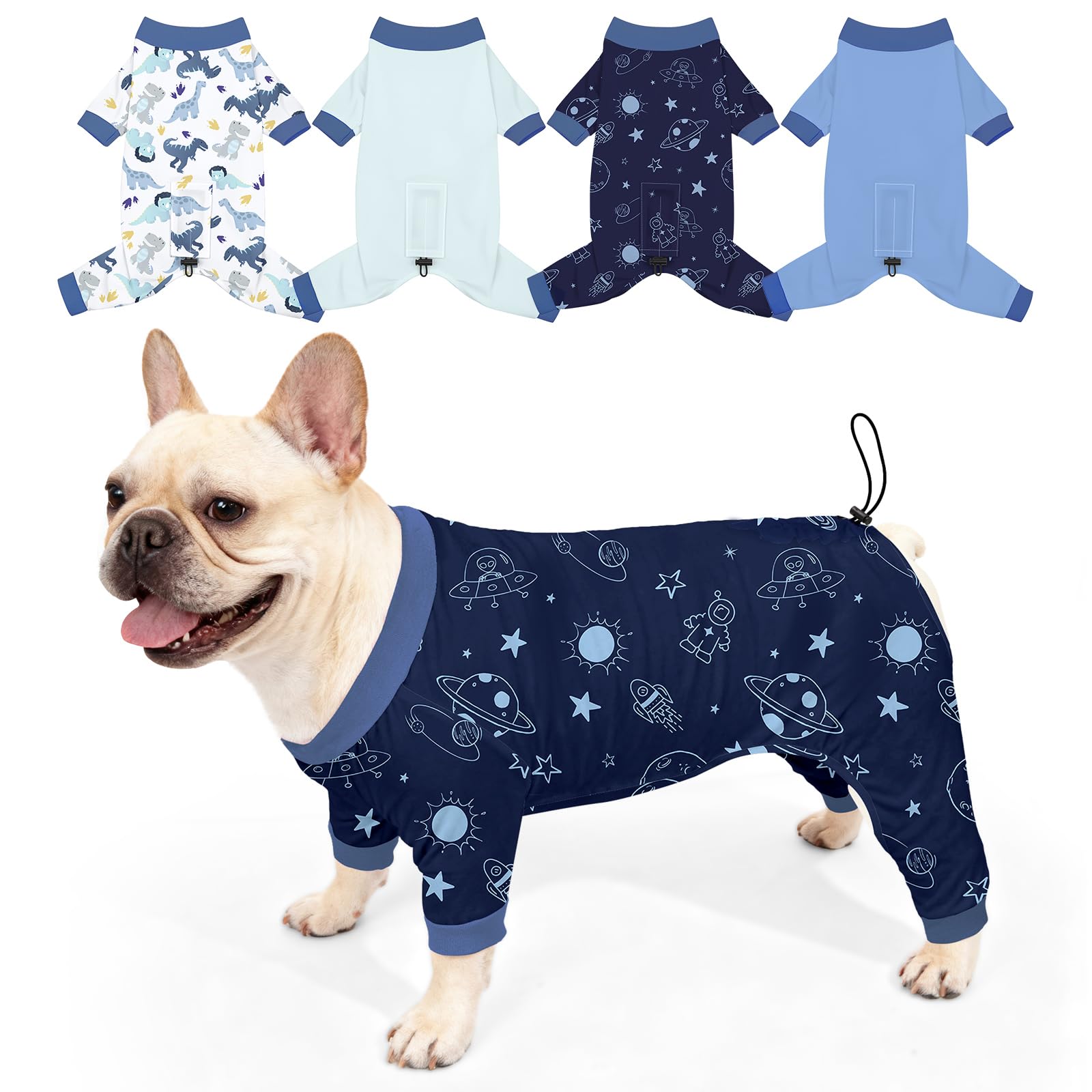 Photo 1 of Bienbee Dog Pajamas, 4 Pack Dog Recovery Suit Shedding Suit Cute Soft Puppy Clothes Dogs Pjs Onesies Jammies Adjustable Breathable & Stretchy Clothes for Small Medium Large Dogs Girl Boy Puppy-L
