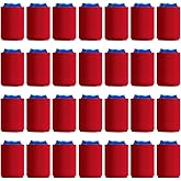 CHENGU 80 Pieces Can Coolers Soft Insulated Soda Cover Coolies Blank Can Covers Collapsible Can Cooler Sleeves Plain Can Sleeves for Soda Beverage DIY Customizable Weddings Party(Red)
