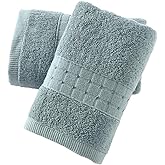 sense gnosis 100% Cotton Green Hand Towels Absorbent Super Soft Face Towels Lint Free Checkered Bath Hand Towels for Bathroom Travel Yogo Sport Spa (2 Pack,13"x 29")