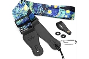 BestSounds Van Gogh Starry Night Guitar Strap Includes Strap Button & 2 Strap Locks, Adjustable Guitar Shoulder Strap For Bass, Electric & Acoustic Guitar, Best Gift for Men Women Guitarist