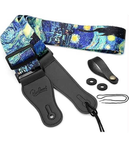 Lot De 12 Médiators Guitare Vincent Van Gogh - Celluloïd 0,71mm - Boîte En étain + Porte-clés Cuir - Cadeau Pour Guitariste