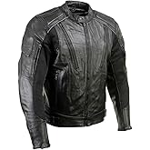 Milwaukee Leather LKM17007 Men's Premium Black Leather Motorcycle Bikers Rider Jacket w/CE Armor - X-Large