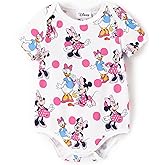 Disney Stitch Princess Ariel Belle Mickey and Friends Baby Girls Clothes Snap Bodysuit for Newborn to Infant