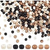 PH PandaHall 1040pcs Coconut Shell Oblate Beads, 5mm Flat Round Coconut Bead 4 Colors Spacer Beads Strands for DIY Bracelet Necklace Earring Jewelry Making Hole: 0.8mm