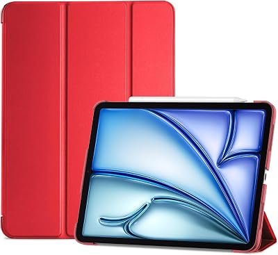 ProCase Smart Case for iPad Air 11/10.9 inch M4 M3 M2 & Air 5th/4th Red